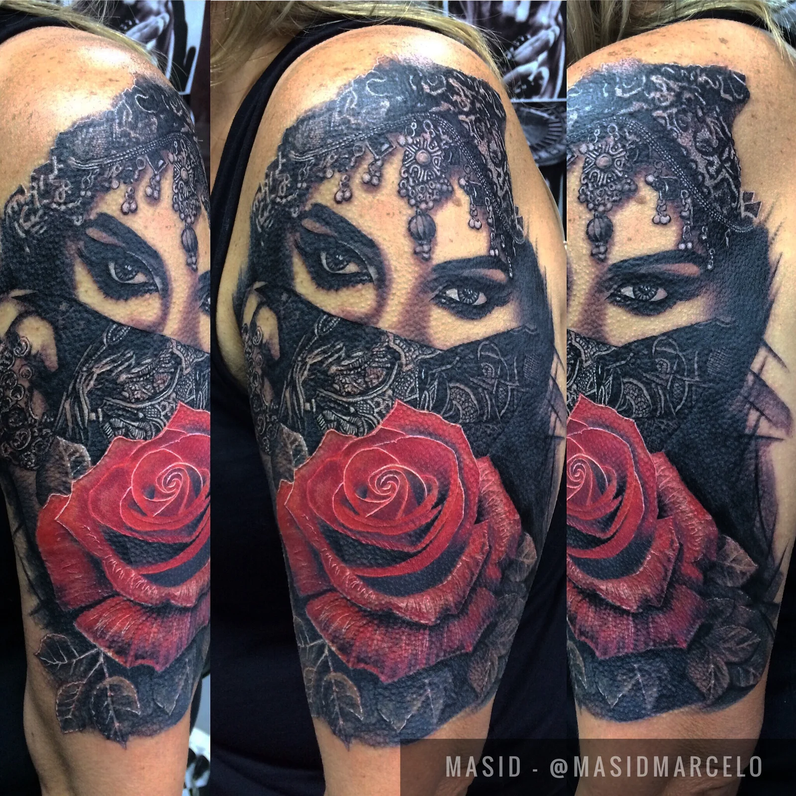 Tatuagem em realismo preto e cinza feita por Marcelo Souza